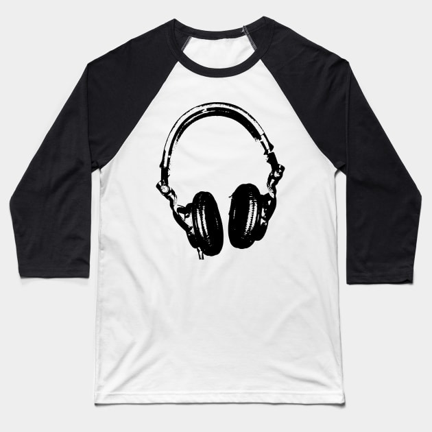 DJ Headphones Stencil Style Baseball T-Shirt by humanwurm